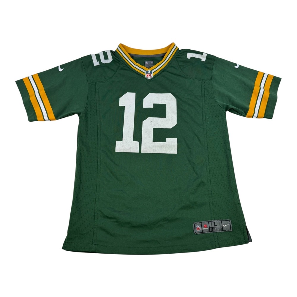 Green Bay Packers Jersey Youth Large NFL Football Aaron Rodgers 12 Nike Shirt